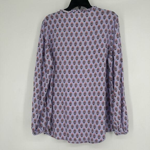 Matilda Jane Topiary Top Purple Boho Long Sleeve Pleated Split Neck Size XL - Picture 7 of 10